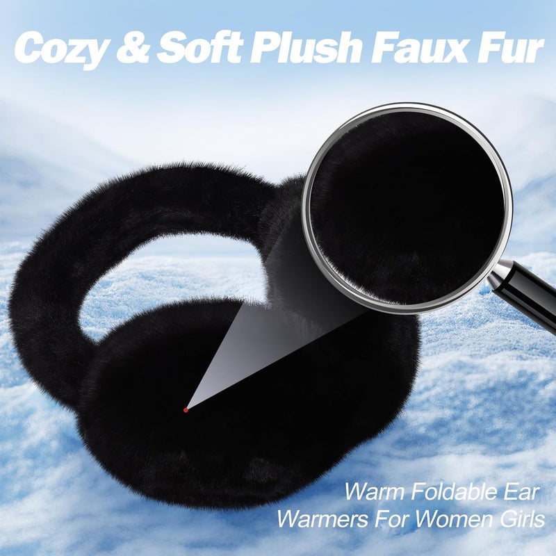 CHUANGLI Foldable Ear Muffs for Women Cold Weather Fluffy Earmuffs Winter Warm Headband Cute Slouchy Ear Warmers - Image 4